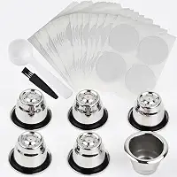 Cápsulas reutilizáveis para Nespresso OriginalLine, 6 cápsulas de café recarregáveis de aço inoxidável compatíveis com máquinas Nespresso Original Line (6 xícaras + 200 tampas)
