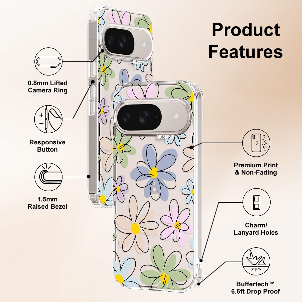 MOSNOVO Case for Google Pixel 10 & Pixel 10 Pro, [Buffertech 6.6ft Military-Grade Drop Protection] [Anti Peel Off Tech] Clear TPU Bumper Phone Case Cover Design - Cute Cherry — view 210