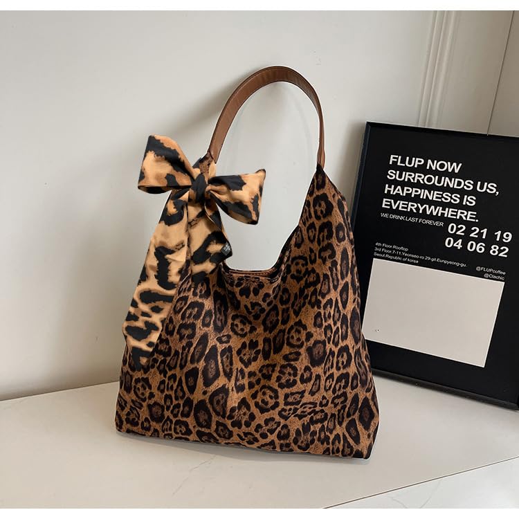 Suede Leopard Tote Bags for Women Cheetah Print Purse Suede Slouchy Hobo Shoulder handbags Large Capacity Bag 2PCS3