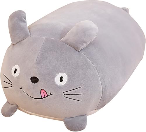 Almohada de peluche de gato gris de 24 pulgadas de largo, almohada para abrazar con gato gris, juguete de peluche de gato gris, regalo de anime para