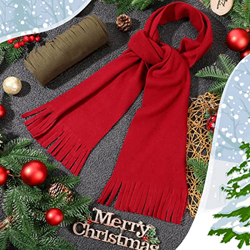 24 Pieces Winter Scarves in Bulk Men Women Polar Fleece Scarves Warm Winter Tassel Scarf Homeless Care Gift Unisex Christmas3