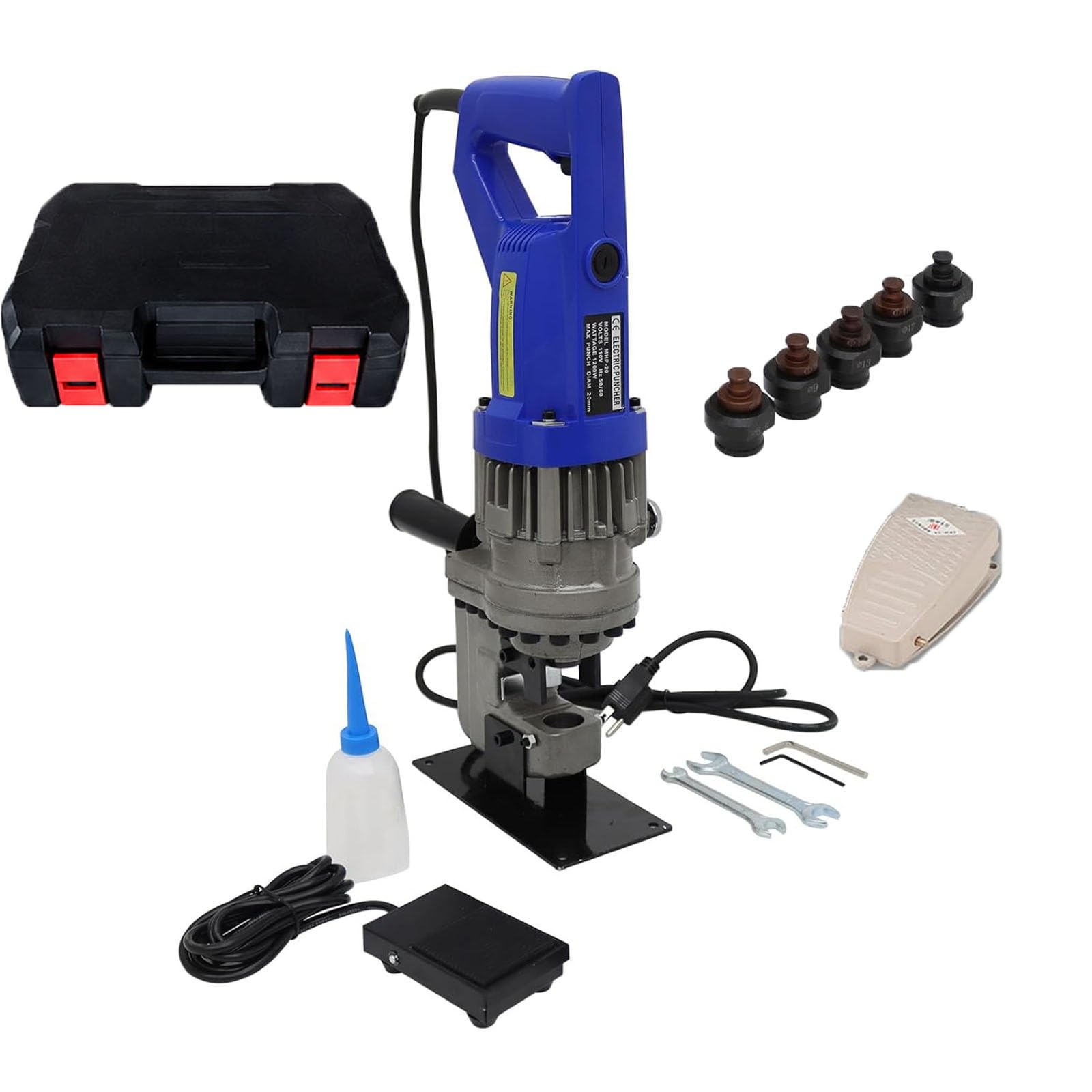 Efficieran One Color Hydraulic Hole Puncher 1400W Metal Punching Machine, Heavy Duty Electric Hole Punch Tool For Electrical Copper Busbar, Steel Beam & Iron Angle
