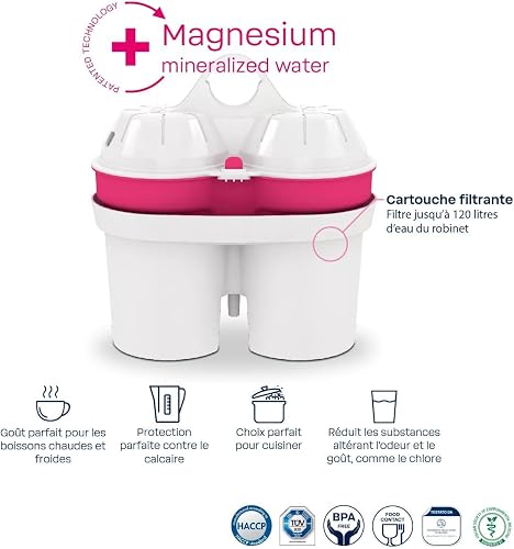 Carafe filtrante BWT PENGUIN 2,6 l avec cartouche Magnesium – filtre à eau robinet | réduit calcaire, chlore, métaux lourds | eau enrichie en magnésium, idéale thé, café, cuisine | charbon actif - 3