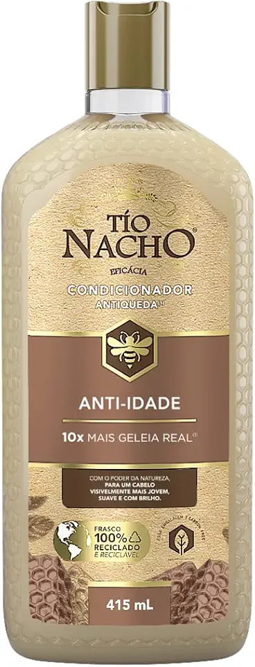 Tío Nacho Condicionador Anti-idade Antiqueda Natural com Geleia Real Concentrada – Reparação, Nutrição Profunda e Fortalecimento Capilar 415ml