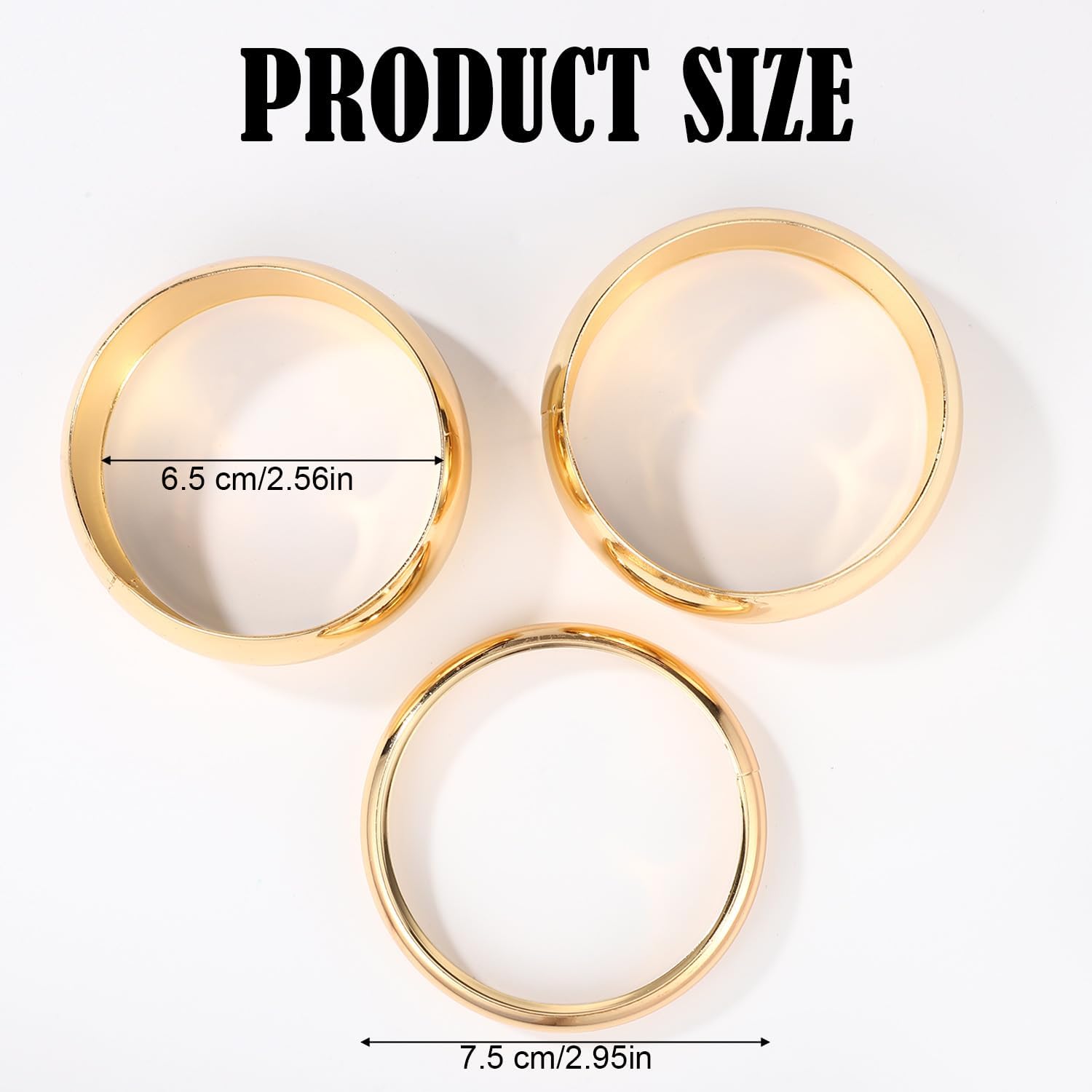 3pcs Gold Bangle Bracelet for Women, Chunky Wide Cuff Bracelet Fashion Bold Statement Jewelry Stack Gold-Tone Bangles Fashion Accessories Gift - Image 2