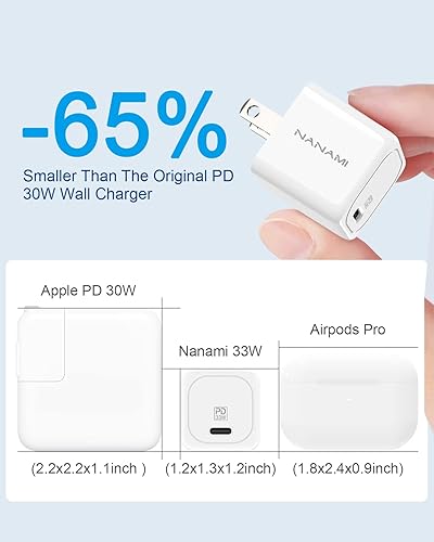 Miniatura 3 de Cargador USB C - NANAMI 30W PD Cargador de pared súper rápido adaptador de corriente compacto para iPhone 15141312, iPad MiniPro, MacBook Air,