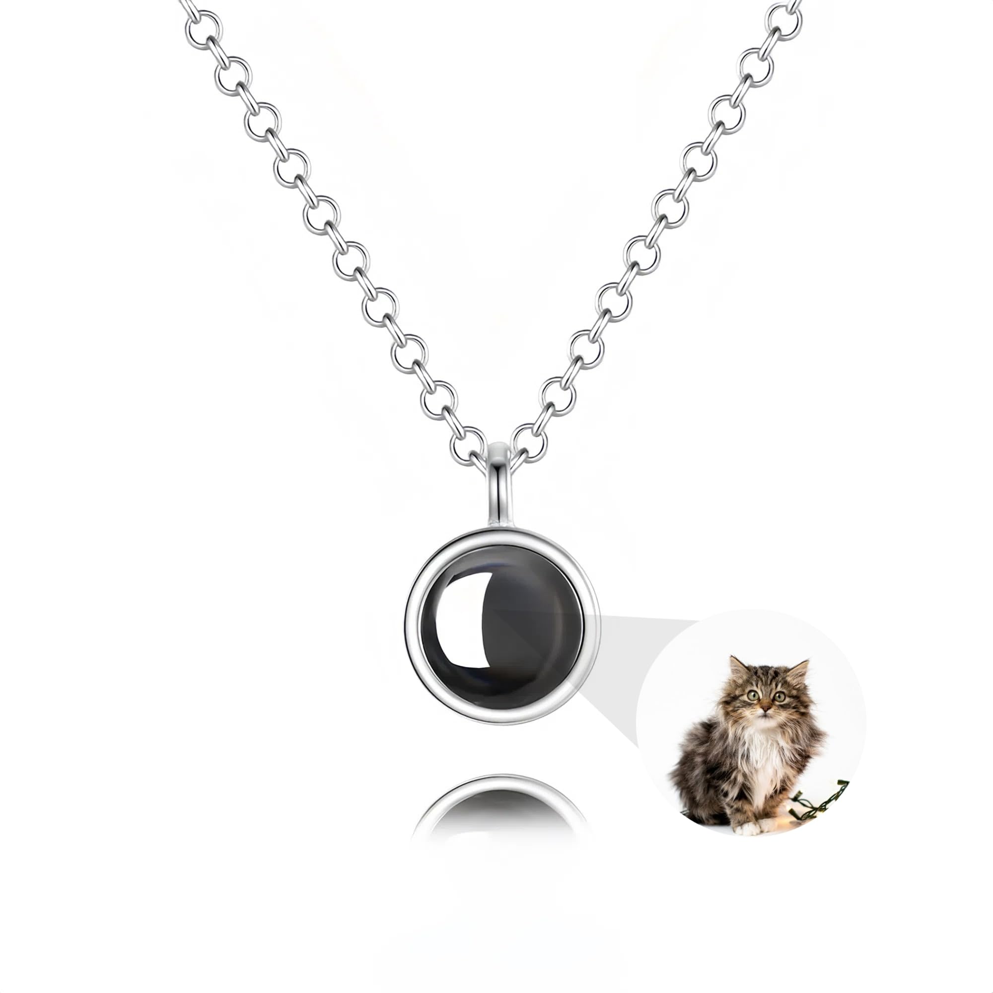 Argento Sterling 925 Collana con Foto Personalizzata – Collana con Proiezione, Ciondolo con Foto Personalizzata per anniversari e occasioni speciali