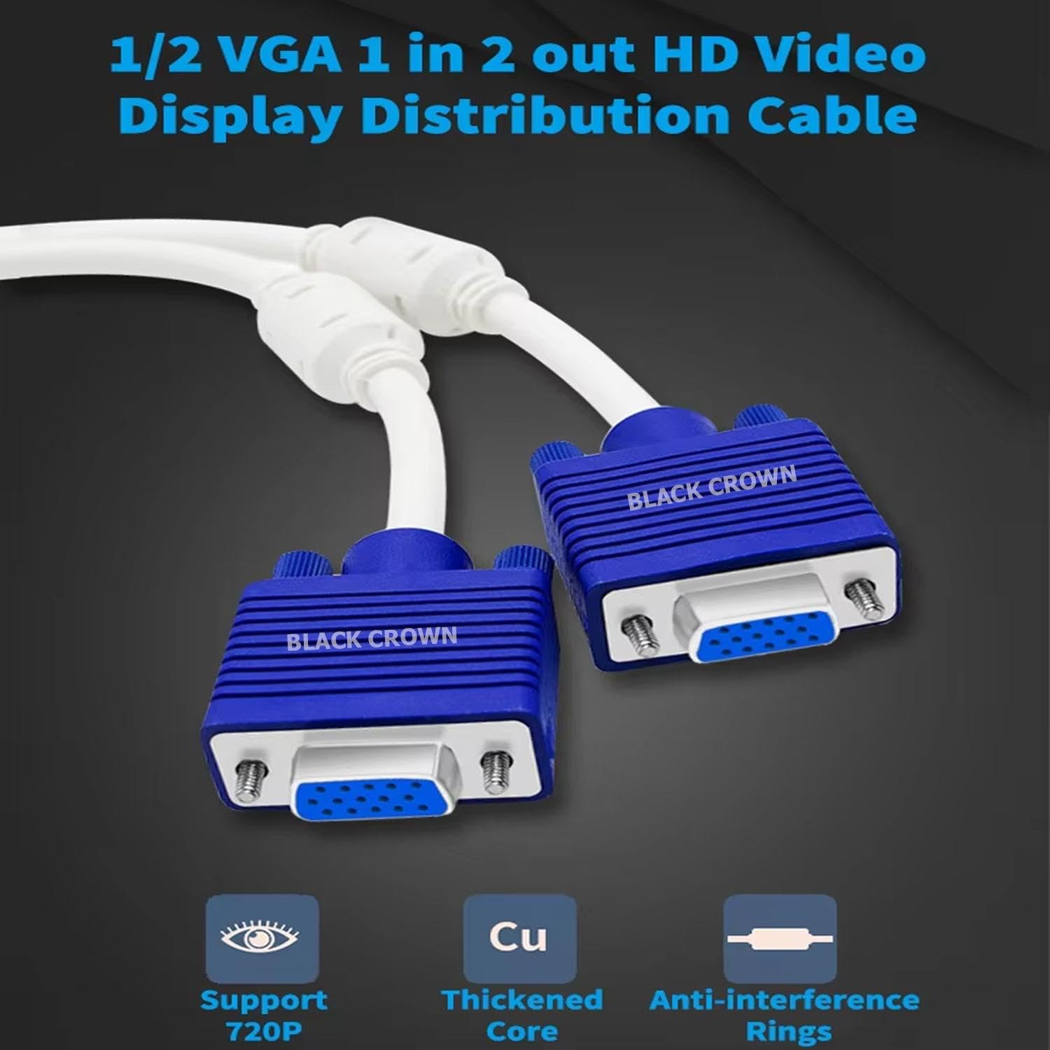 VGA Splitter Cable - Dual Monitor Adapter -2