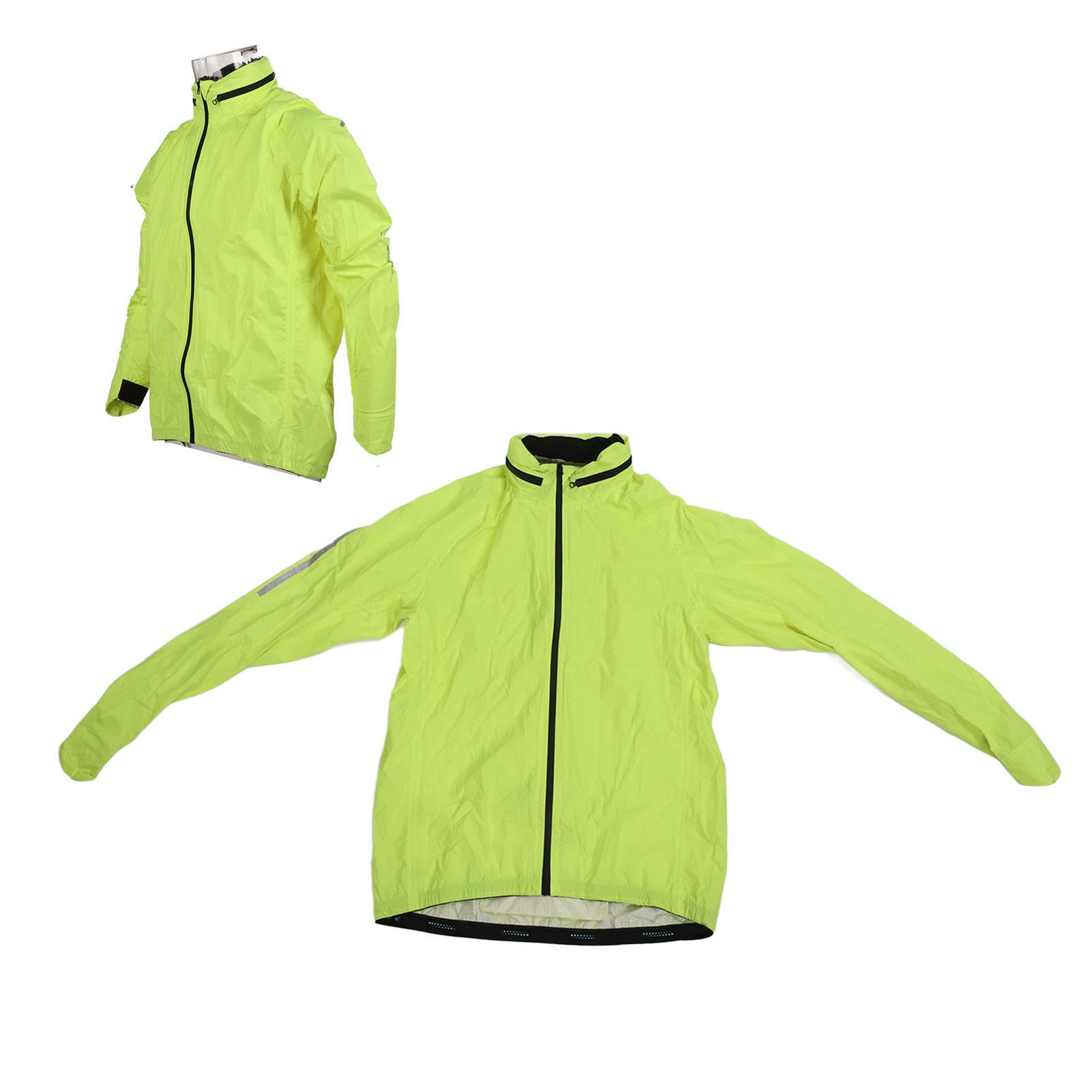 Dilwe Chubasquero, Chubasquero Ligero para Ciclismo, Impermeable y Transpirable, Amarillo Fluorescente para Hombres y Mujeres que Viajan Al Trabajo (XL)