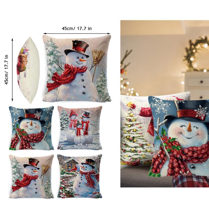 sanjianke-fs 4Pcs Christmas Cushion Covers Xmas Tree Throw Pillow Case Snowman Pillow Covers Xmas Cushion Covers for Home Office Bedroom Sofa Decor Supplies - Image 2