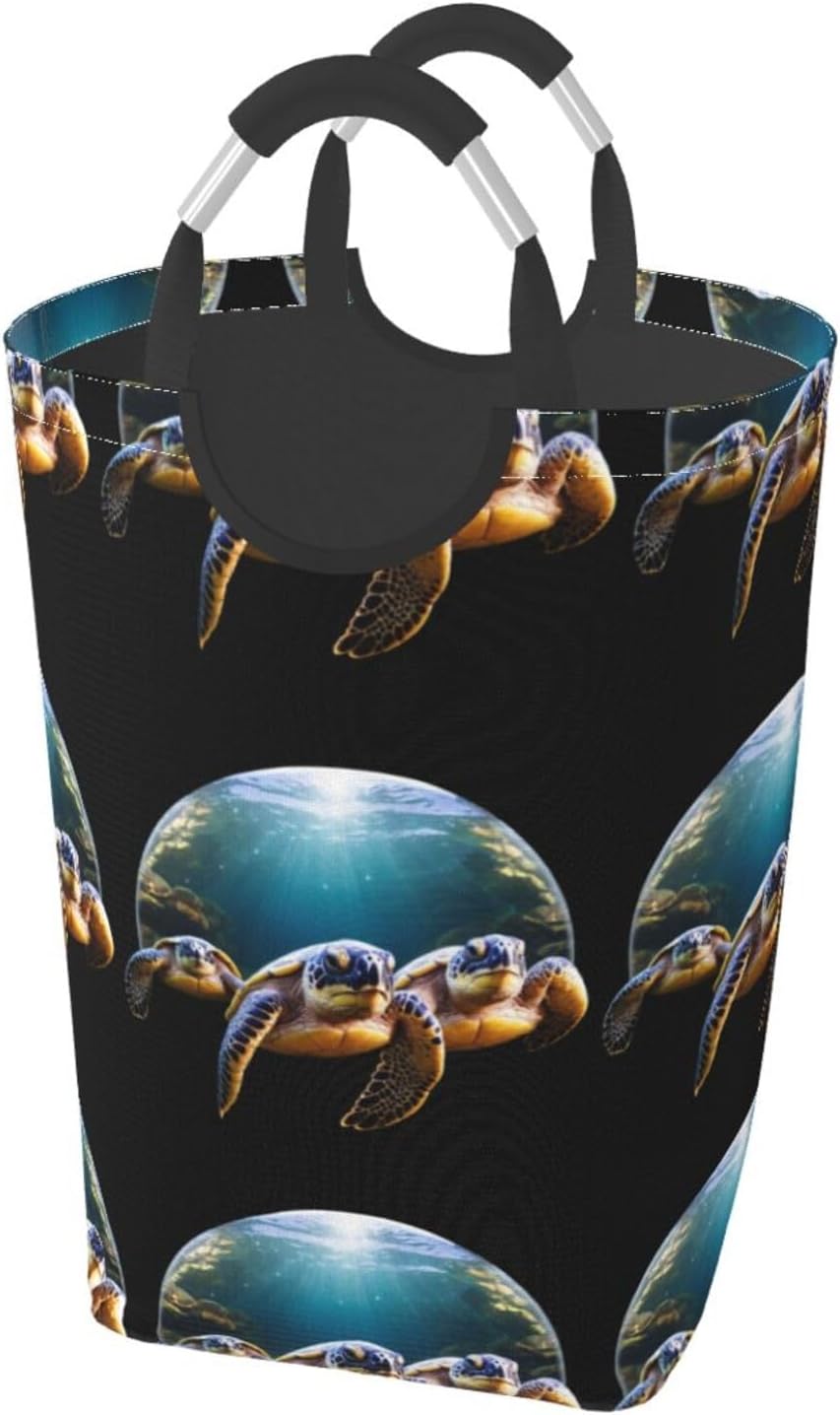 Tropical turtle Foldable storage bag, 50L capacity, suitable for laundry room, dormitory bedroom, dirty clothes storage basket.