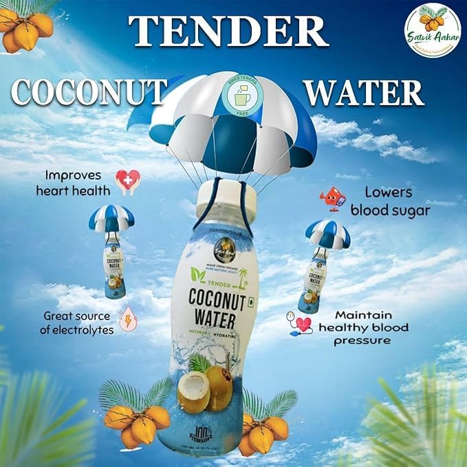Image of SATVIK AAHAR Yellow Tender Coconut Water From Pollachi | With Vital Minerals, No Artificial Colours, Flavours or Preservatives- 200ml (Pack of 3)