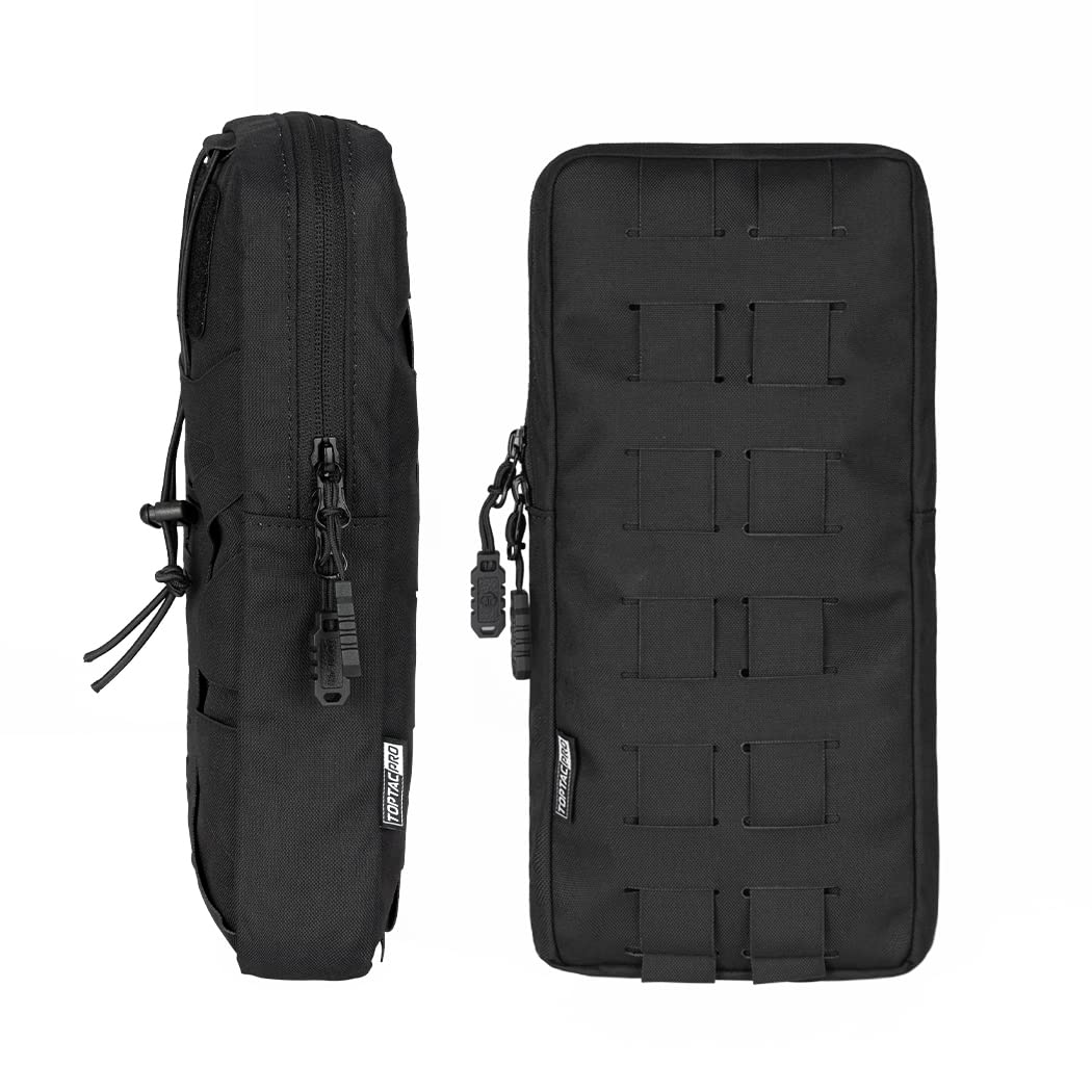 Tactical Trinkrucksack mit innerer Blase für 1L Wasserbeutel Laser Cut MOLLE Hydration Pouch für Wandern Radfahren Laufen und Klettern 500D Nylon(Black)