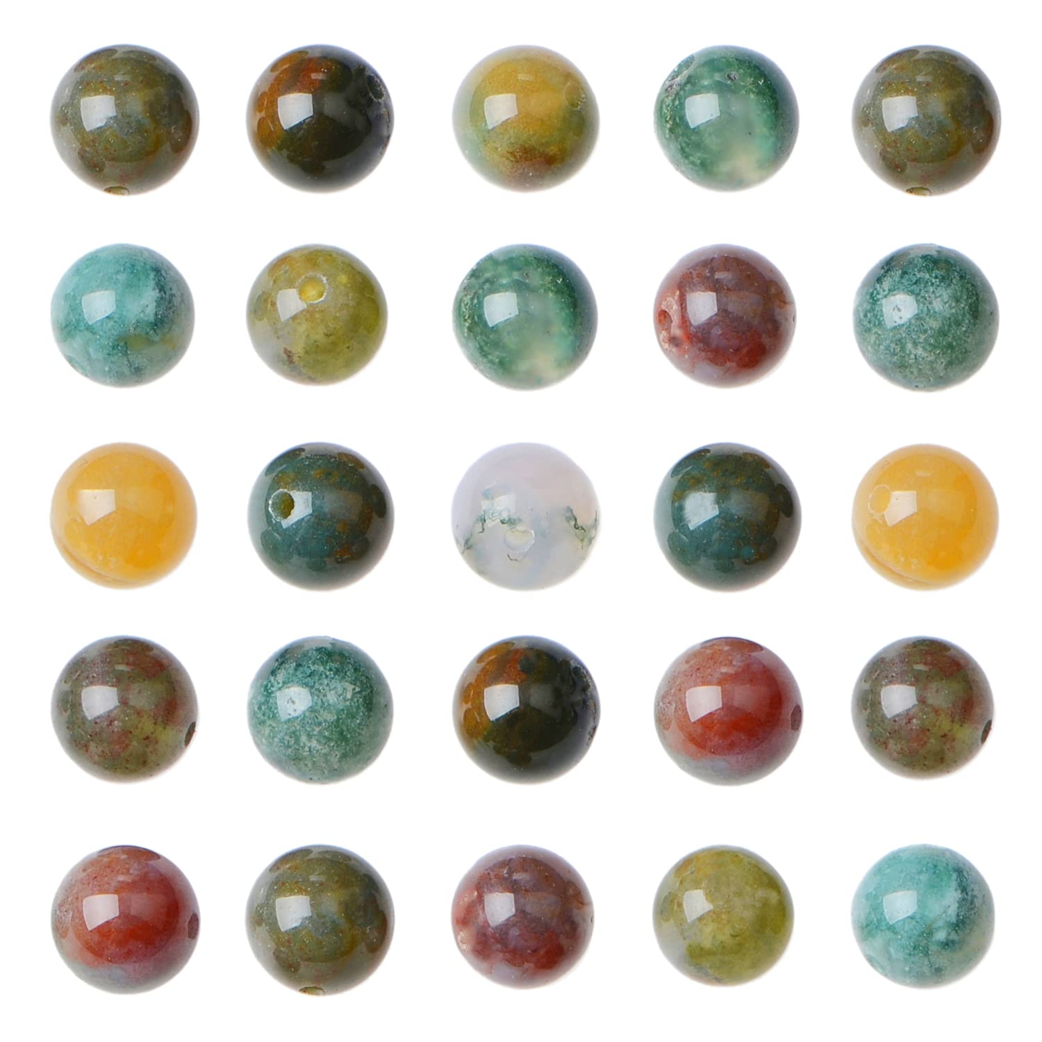 AD Beads 8mm Natural Round Loose Beads 110 Pieces, for Making 108 Mala Prayer Beads Necklace, Bracelet & Yoga Meditation, Jewelry Design (Indian Agate)