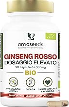 Panax Ginseng Rosso Coreano BIO | Alto dosaggio 900 mg/g | Energia, Vigore, Antistress, Concentrazione | 90 capsule da 300mg pure e naturali | Qualità Superiore