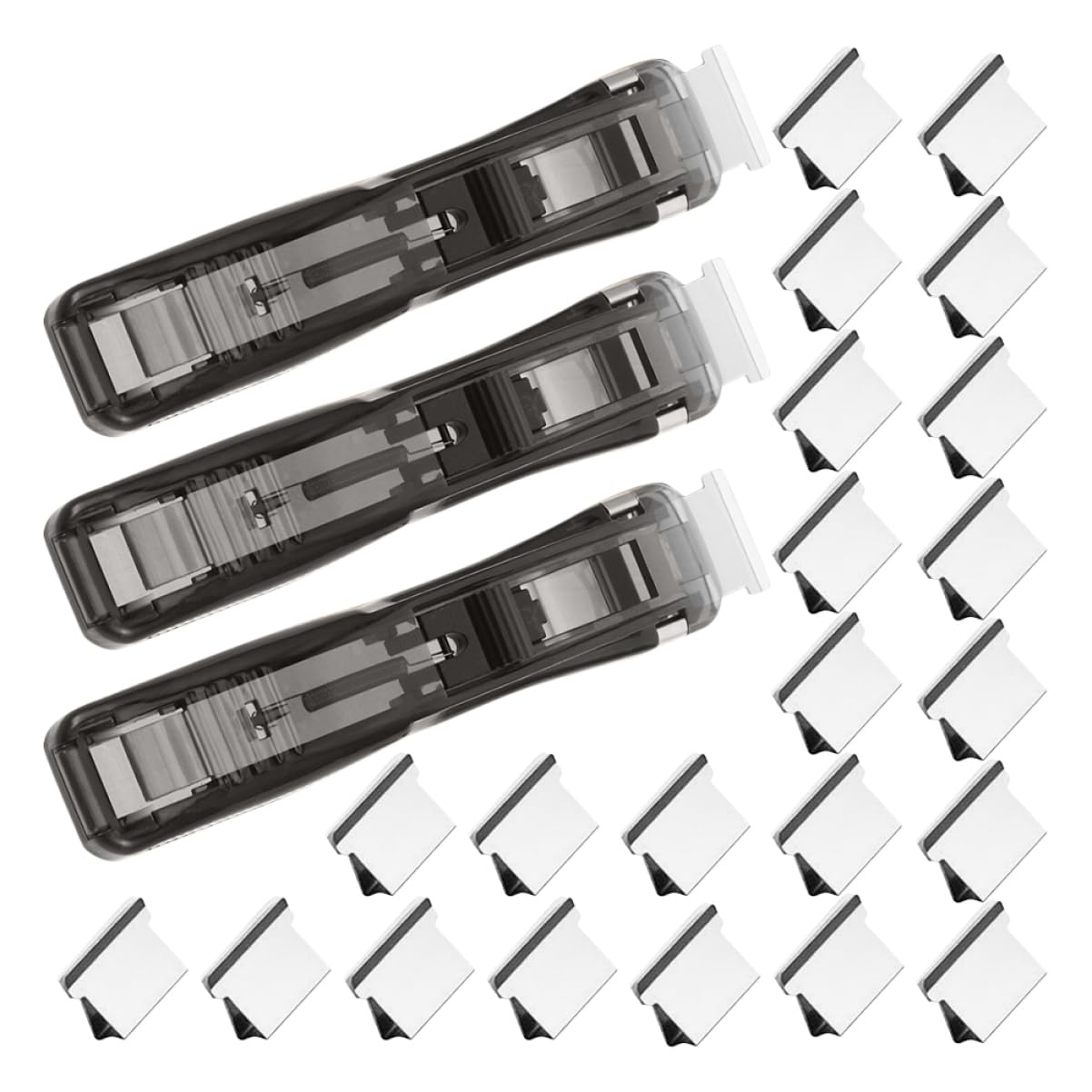 HOMSFOU 3pcs Reusable Portable Paper Clam Dispenser With Metal Refill Clips Paper Clipper With 150 Metal Refill Clips For Office School