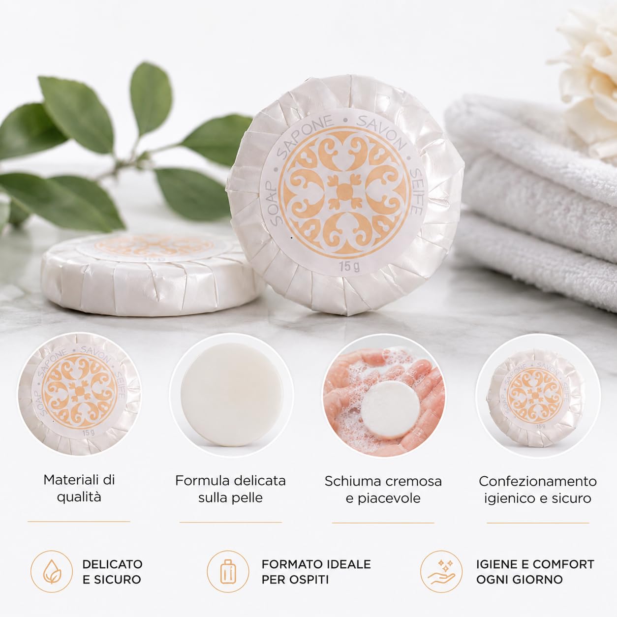 Saponette monouso hotel 15 gr linea cortesia per albergo B&B