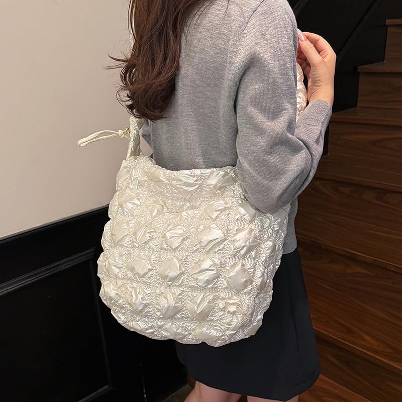 Nylon Quilted Underarm Bag Top-Handle Casual Handbag Cloud Pleatd Bag for Women Ladies Work Travel Commuting4