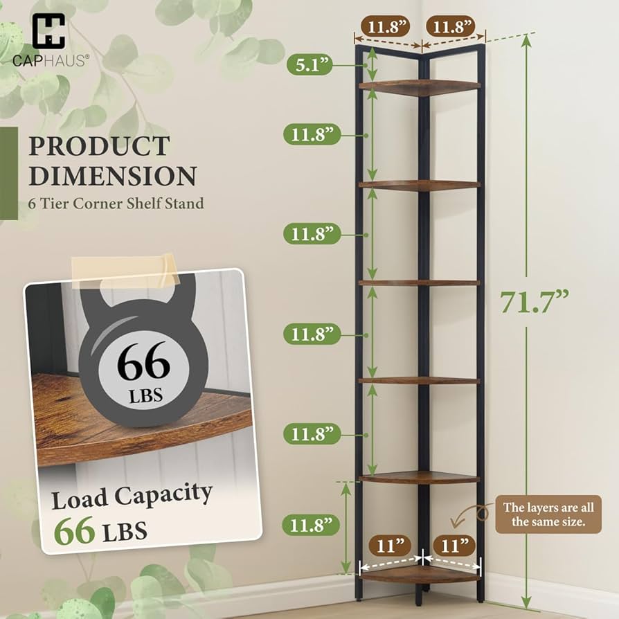 Amazon.com: CAPHAUS 6 Tier Corner Shelf, 71.1-Inch Tall