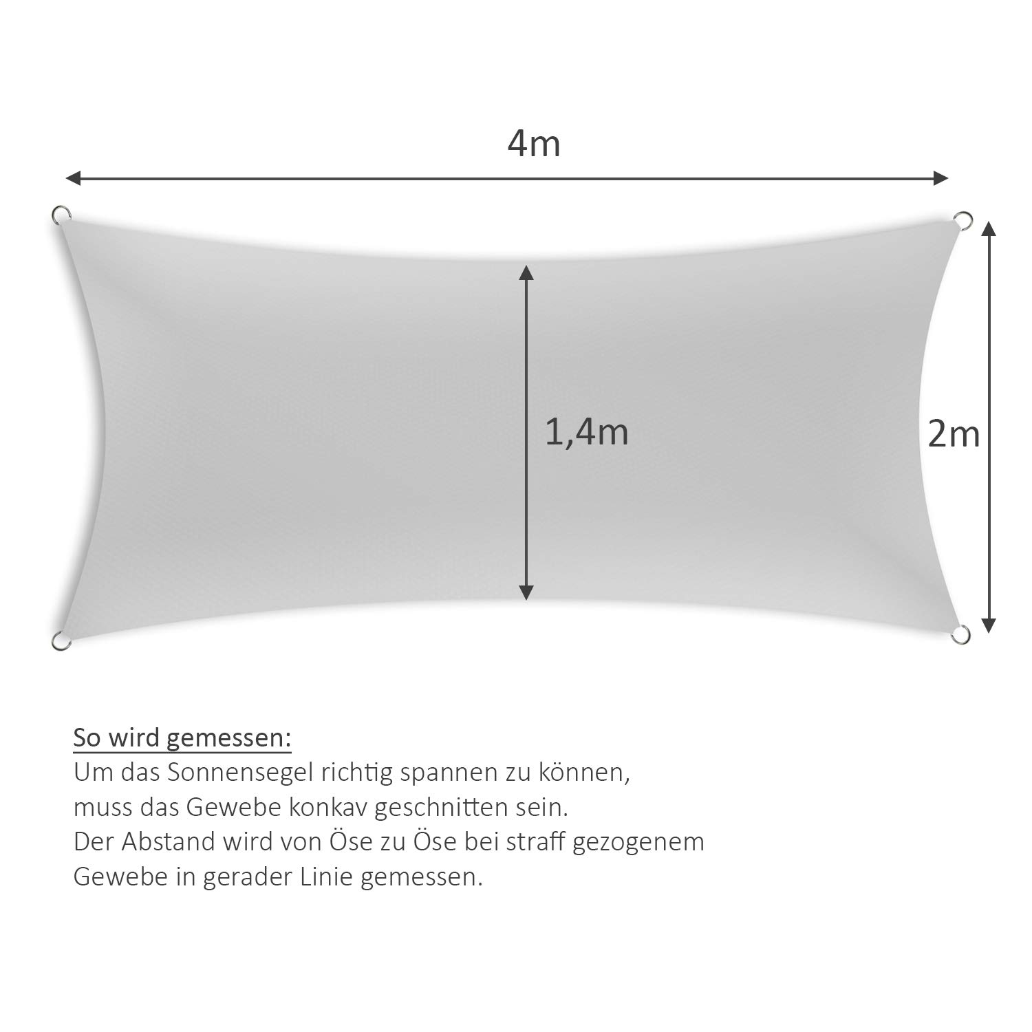 Schramm® Rectangular Sun Sail in 4 Different Sizes and 2 Colours, Sun Protection, Privacy Screen, Wind Protection, Colour: Grey, Size: 2 x 4 m Garden