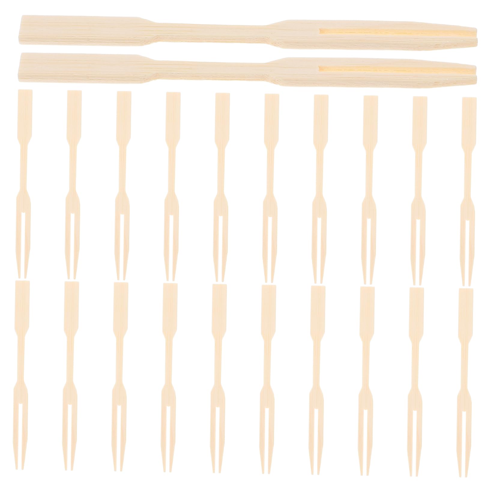 Cabilock 100Pcs Mini Forks for Appetizers Childsafe Wooden Fruit Picks Smooth Finish Skewers for Charcuterie Cakes and Snacks for Parties and Catering Events