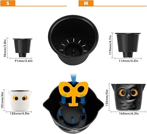 Miniatura 8 de Restmo Paquete de 3 macetas de 5 pulgadas de riego automático para plantas de interior, macetas de plástico con indicador de nivel de agua de ojo de