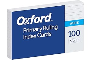 Oxford Primary Ruled 5x7 Index Cards for Kids Handwriting Practice, Set of 100
