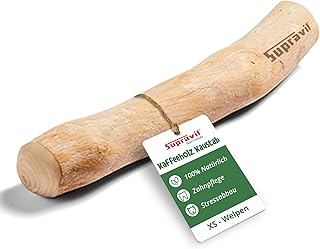 Supravit Natürlicher Kauknochen aus Kaffeeholz für Welpen XS | Mehr als EIN Holzstäbchen - spannendes Welpen Kauspielzeug & langanhaltende Beschäftigung | Kaustab Kauholz