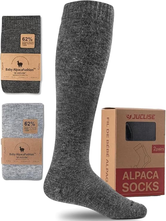 Juclise Alpaca Wool Heavyweight Knee High ​Compression Socks, Thick Winter Thermal Warm Soft Circulation Travel Flying