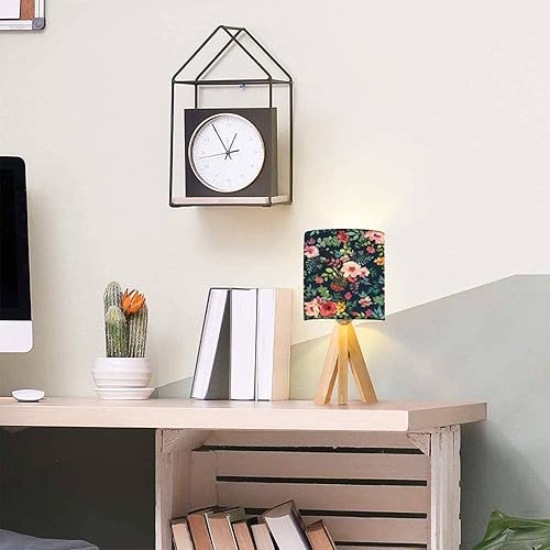 Miniatura 4 de OEPWQIWEPZ Trípode lámpara de mesa de mesita de noche acuarela floral sin costuras para diseño de flores, primavera, textura textil, lámpara de