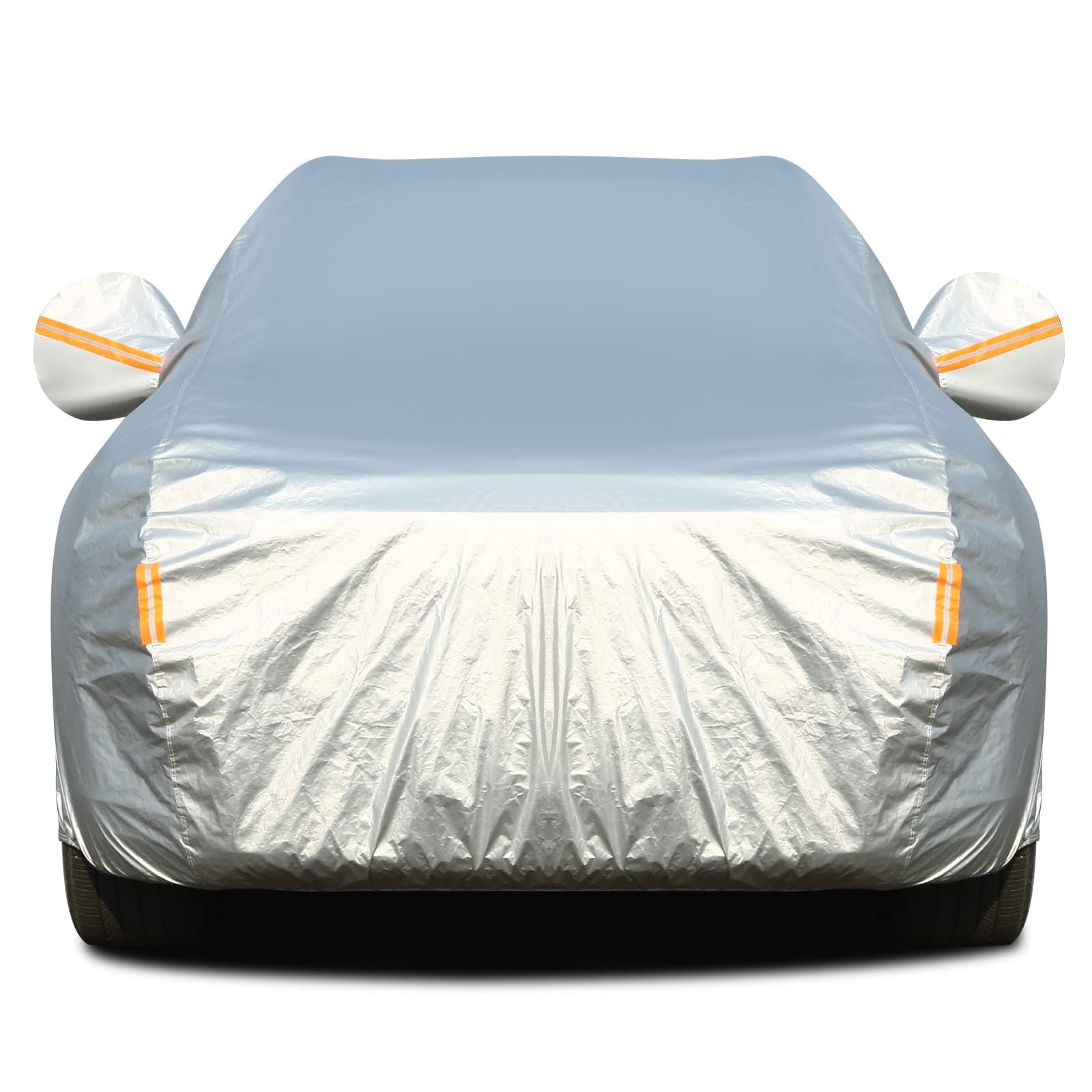 Tecoom Waterproof All Weather SUV Car Cover, 3-Layer Fleece Lined Ful Exterior Outdoor Covers with Zipper Door & Lock, Wind Snow Hail UV Sun