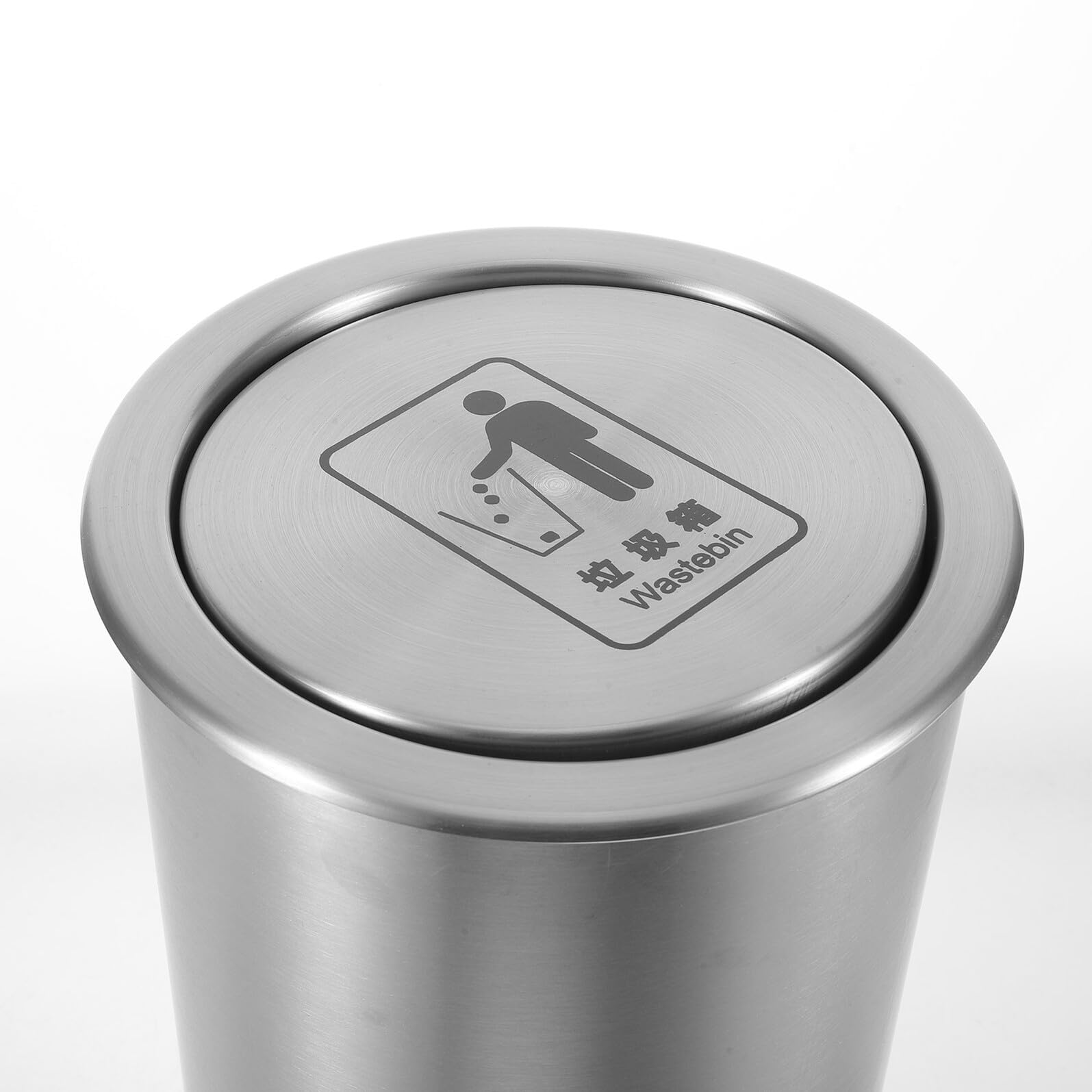 SHINEOFI Cubos de Basura Empotrados de Acero Inoxidable Tapa Abatible Redonda, Diseño Ahorrador de Espacio y Fácil Mantenimiento para Cocina y Restaurante