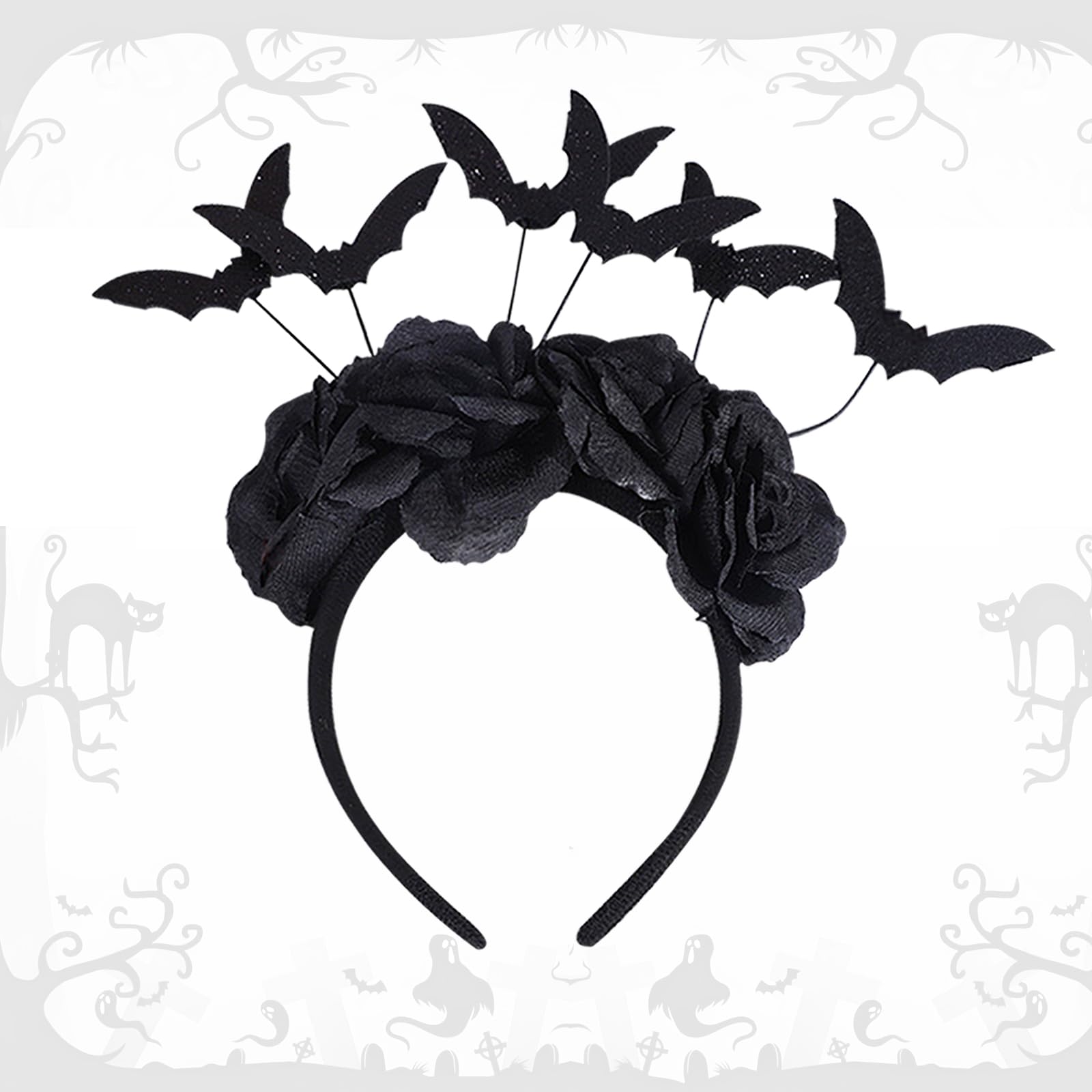 TaoTaoChong Halloween Headband,Cosplay Costume Hair Accessories Supplies Day of The Dead (Bat Flower)
