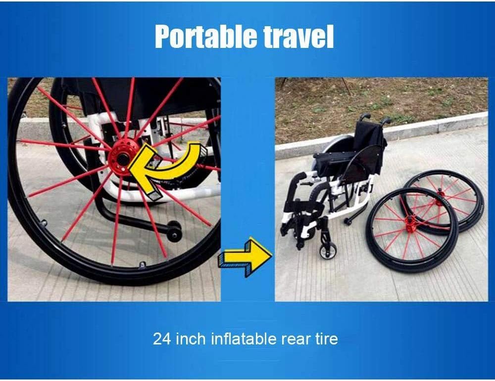 Silla de ruedas manual ligera todo terreno para 66-85 kg, diseño ergonómico con reposapiés oscilante y reposabrazos, silla de ruedas de aire autopropulsada para exteriores