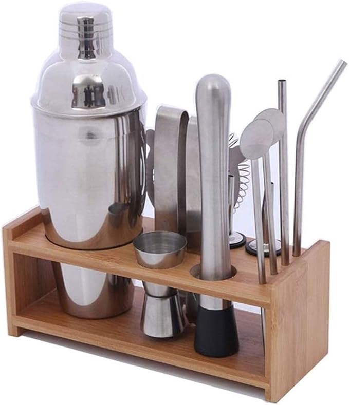 Set de 11 piezas de coctelera de acero inoxidable con soporte miniatura 7