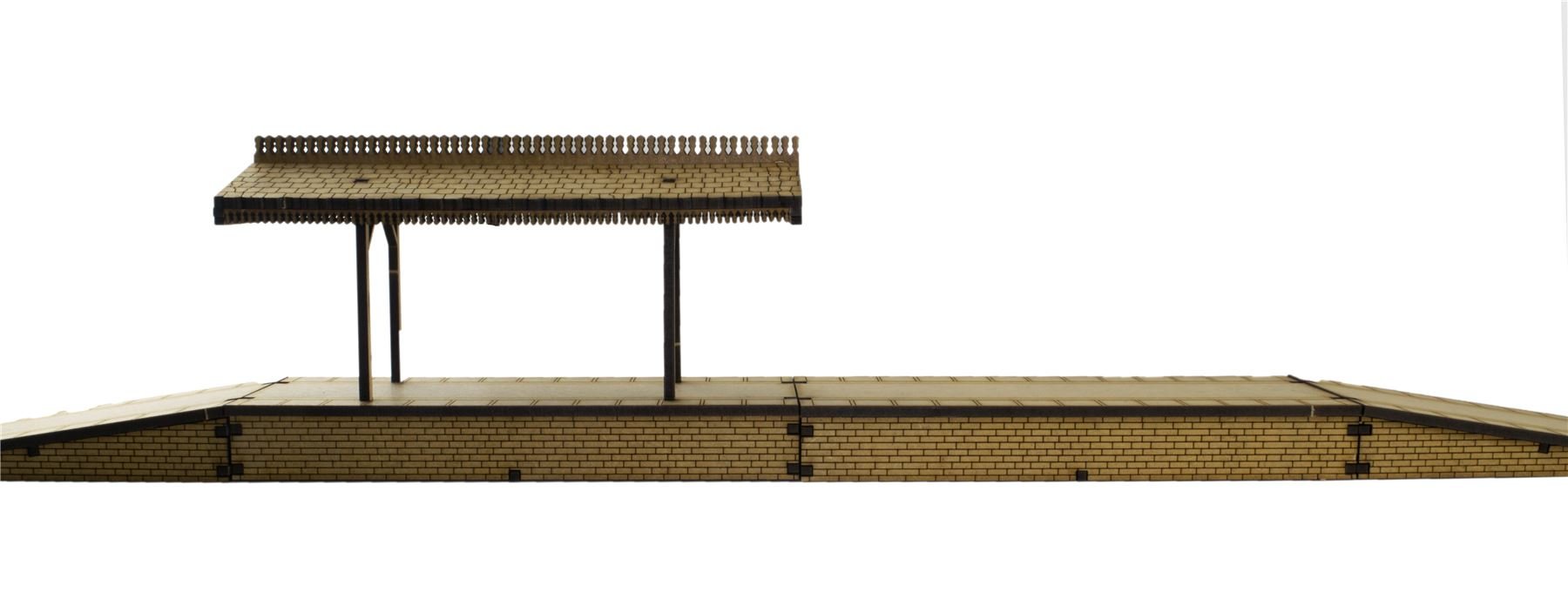 Modellbahn-Bahnsteig Mit Vordach & Rampe – Für Spur 00/H0, Aus MDF, 42,7 Cm Breit