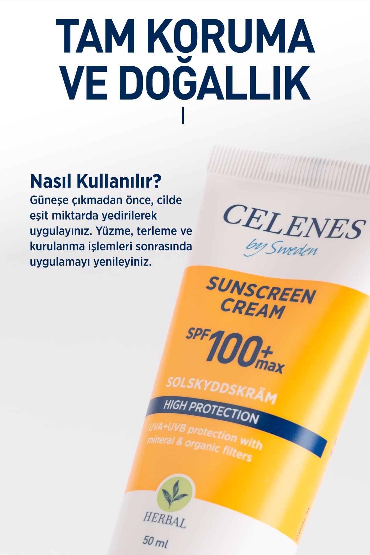 Celenes Herbal SPF 100 Suya Dayanıklı Güneş Kremi (50 ml) (2 paketi)