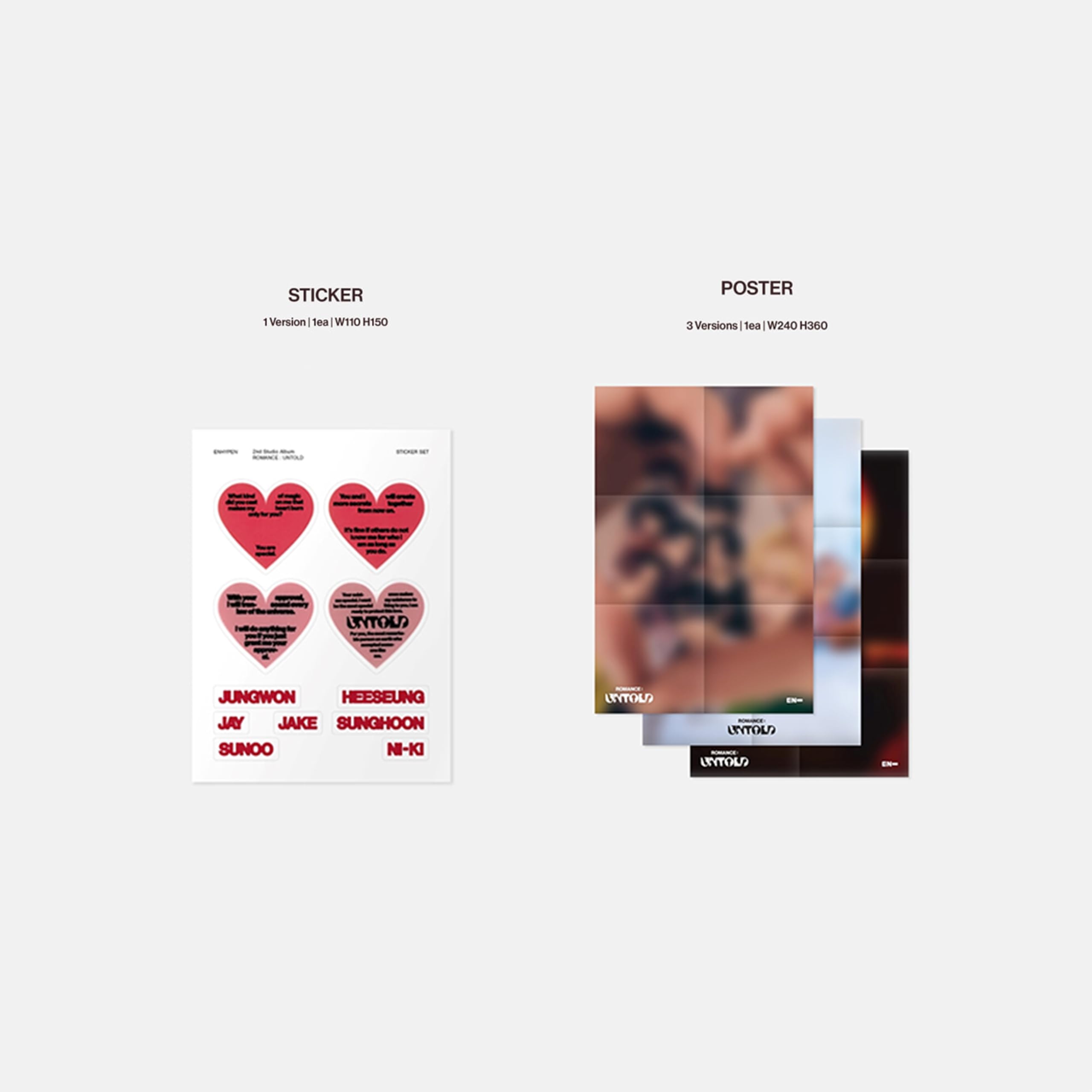ENHYPEN - 2nd full album [ROMANCE : UNTOLD] (INCEPTIO Ver.) Photo Book + Paper Rings R + 2 Pin Badges + 4 Extra Photocards