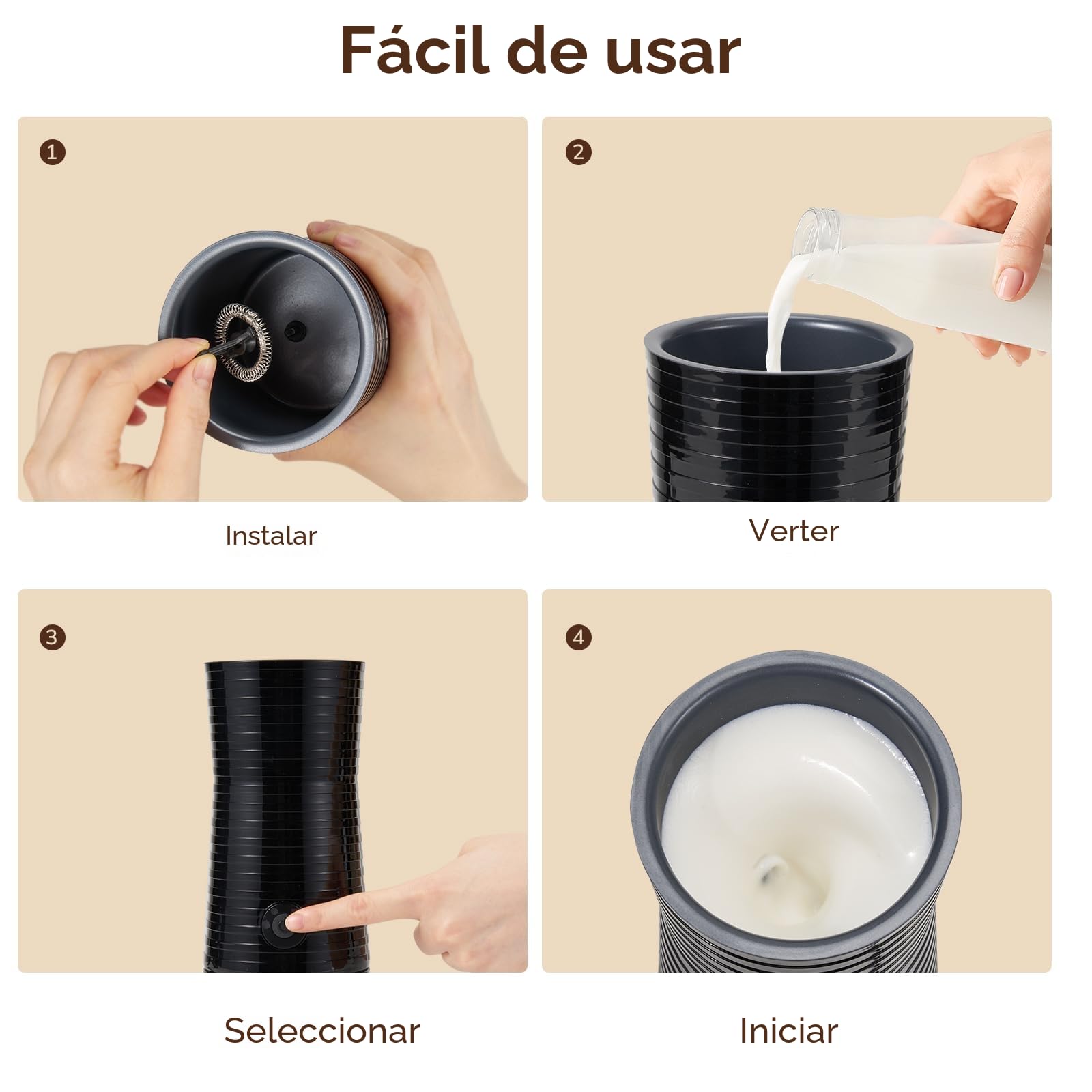 Morpilot Espumador de Leche Eléctrico 4 en 1, Calentador de Leche para Café, Espuma Fría y Caliente con Leche, Capuchinos, Macchiato