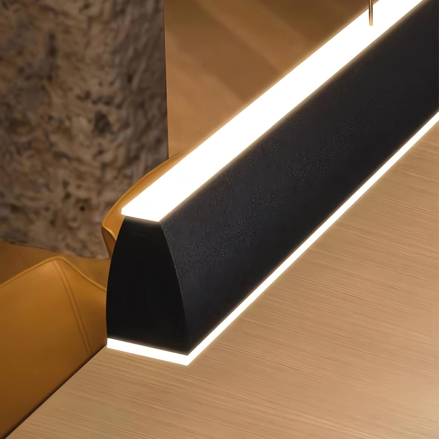 Lampa wisząca do jadalni, ściemniana lampa wisząca LED z pilotem, długi żyrandol biurowy, lampa wisząca z regulacją wysokości do biura, jadalni, gabinetu, lampy do salonu (czarny, L80cm/40W)