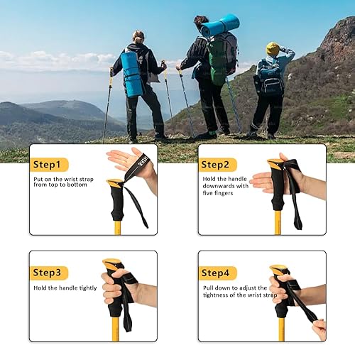 Miniatura 4 de HUINING Bastones de senderismo plegables telescópicos, bastones de senderismo nórdicos para mujeres y hombres, bastones de trekking, bastones de