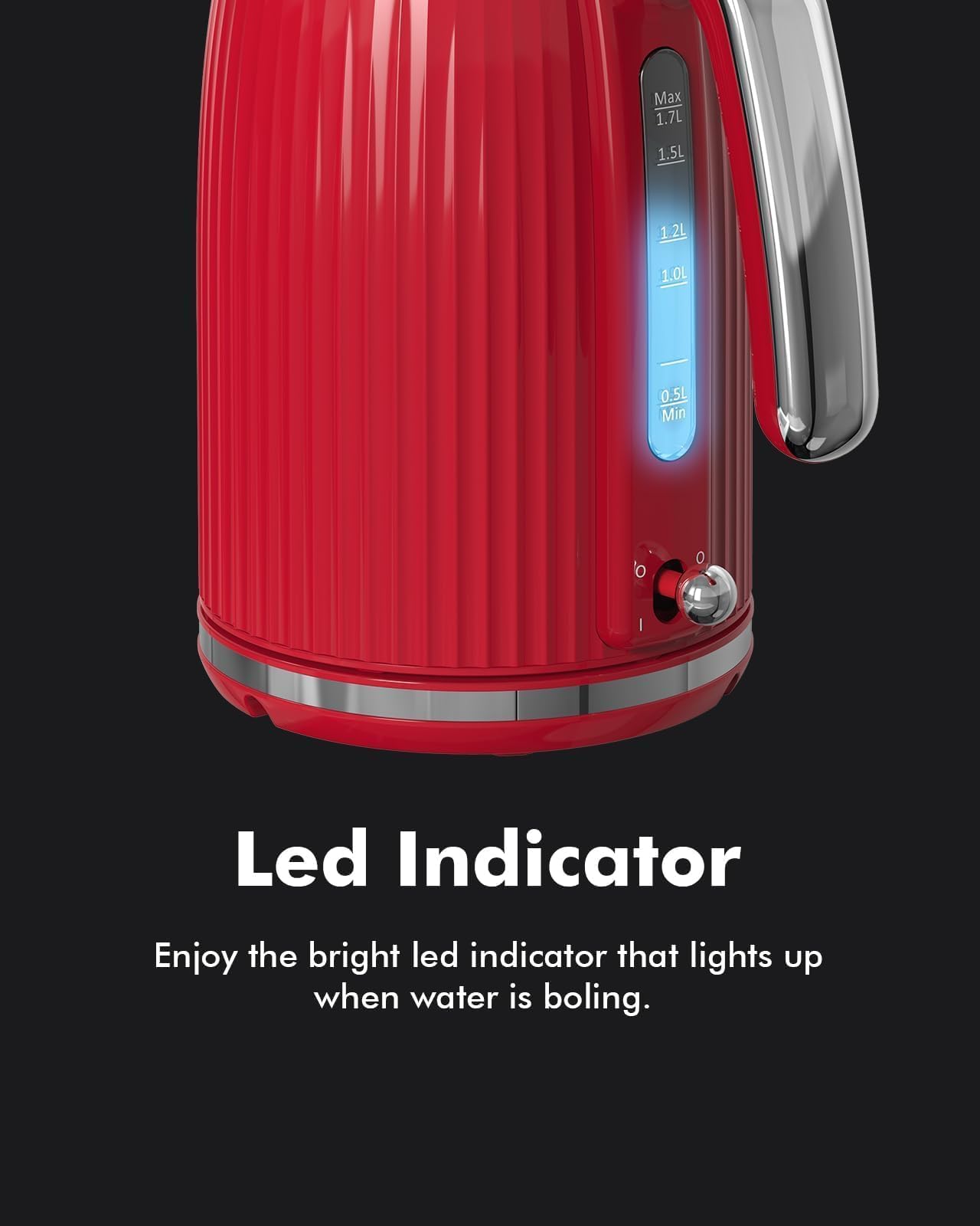 LONGDEEM Wasserkocher 1,7 Liter - 2200W Schnellkocher Mit Edelstahlfilter & LED