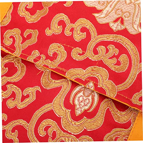 Alipis Silk Scripture Storage Envelope Vintage Chinese Style Pouch for Buddhist Texts Lightweight and Easy to Clean for Travel and Daily Use Red Color Design3