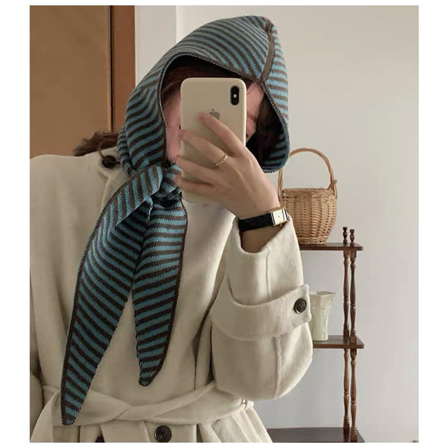 Knitted Triangle Scarf Hooded Scarf for Women Y2k Balaclava Scarf Aesthetic Accessories Streetwear2