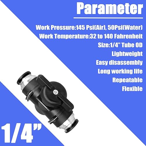 Miniatura 2 de Qolekog Válvula neumática de 14 de pulgada para conectar accesorios de válvula de bola Válvula de control de flujo de aire Conexión rápida de aire