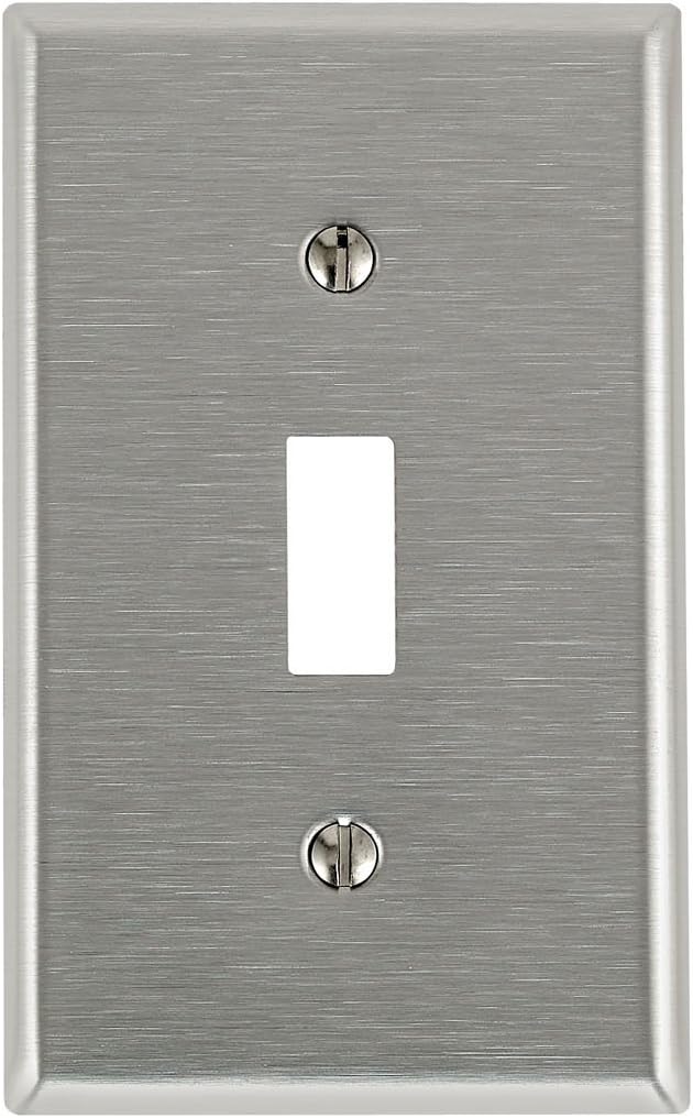 Leviton 1-Gang Toggle Device Switch Wallplate, Standard Size, Device Mount, Stainless Steel, 84001