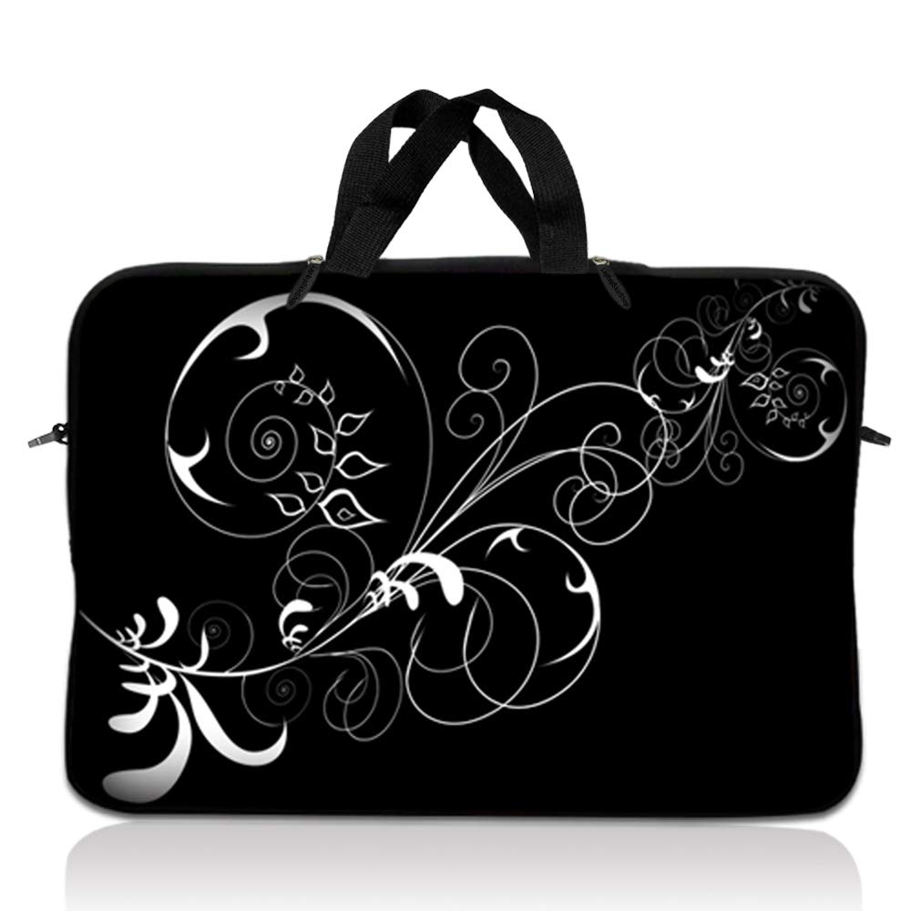 LSS 12.3 inch Laptop Sleeve Bag Carrying Case Pouch with Handle for 11" 11.6" 12" Acer, Asus, Dell, Hp, Sony, Toshiba, Pink Plumeria Flower — view 4