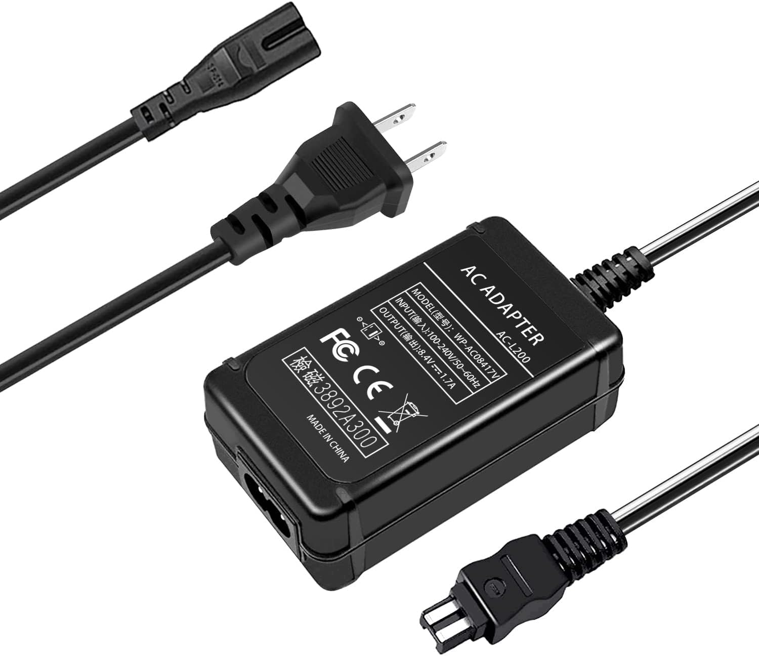 AC-L200 AC Power Adapter Supply Charger replacement to AC-L200 AC-L200C L200D AC-L25 AC-L25A AC-L25B AC-L25C for Sony Handycam DCR-DVD7 DVD105 DVD108 DVD203 DVD205 DVD305 DVD308 DVD610 DCR-HC20