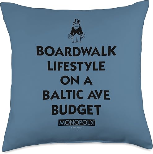 Monopoly Boardwalk Lifestyle, Baltic Ave - Almohada económica, 18 x 18 pulgadas, multicolor