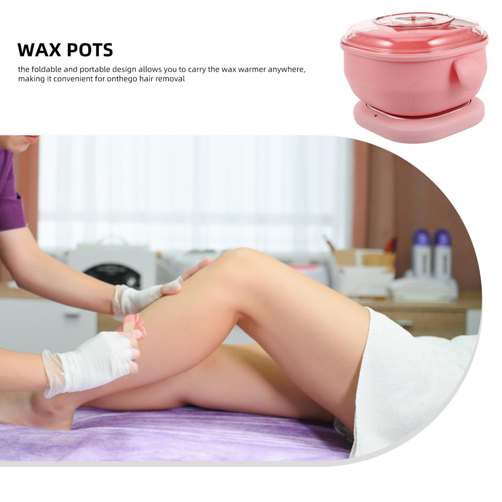 Scaldacera Elettrico per Depilazione, Pentola in Silicone Pieghevole Rosa | Riscaldamento Rapido e Uniforme, Non Aderente e Facile da Pulire, per Ascelle e Gambe, Casa o Salone